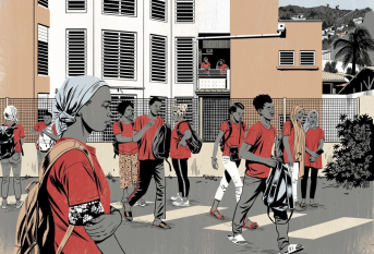 Illustration de la sortie des cours au LEA l'Espérance de Mayotte