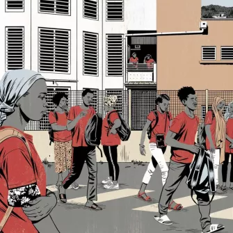 Illustration de la sortie des cours au LEA l'Espérance de Mayotte